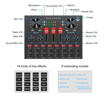 Tarjeta de sonido/consola para transmisiones  169 soles modelo V8S